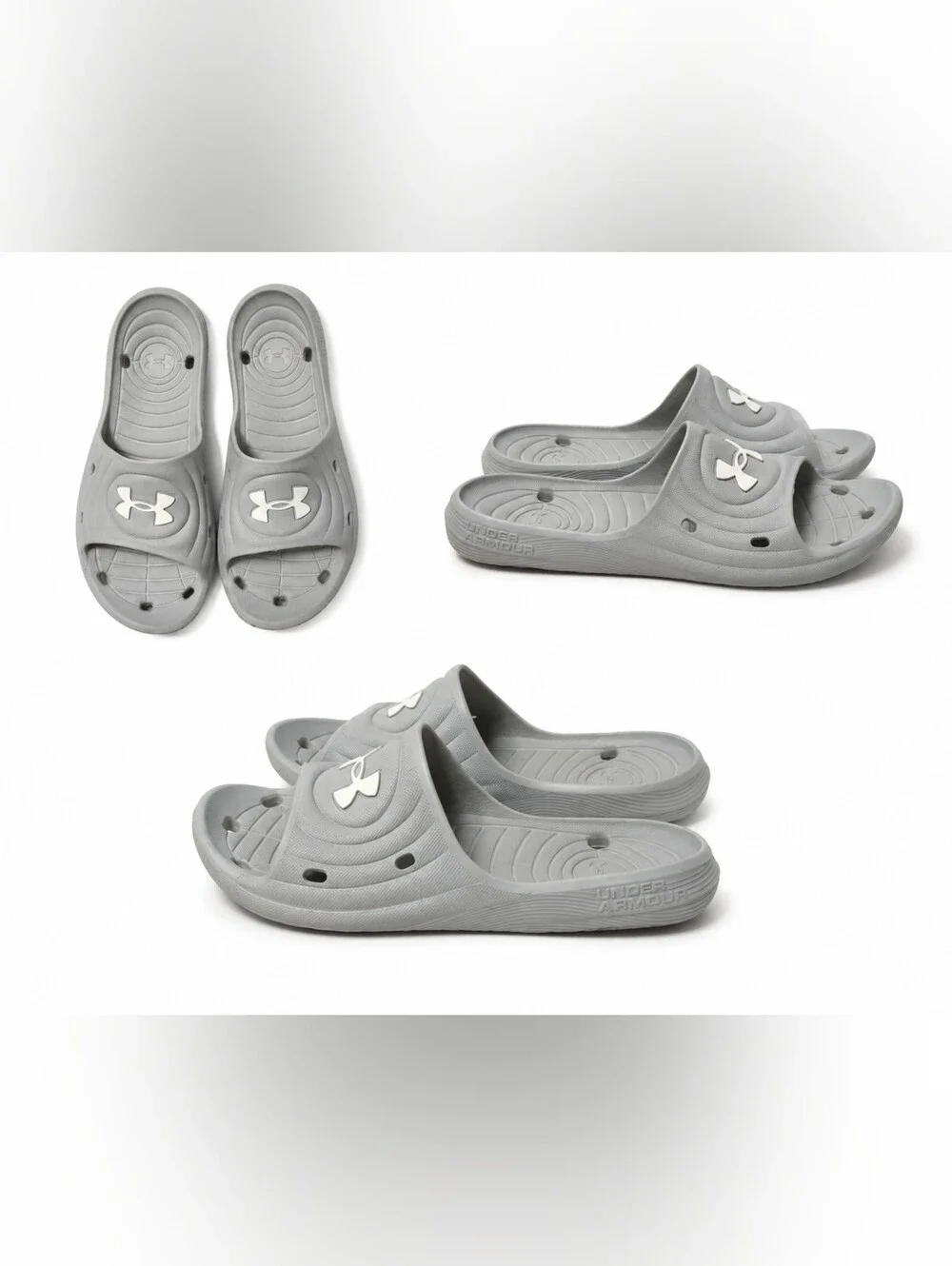 Under Armour Men Light Gray Slide Sandals with Logo Size  M10